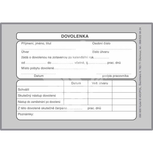 Dovolenka A6 ASOPOL 090600, 1balení/50listů 1