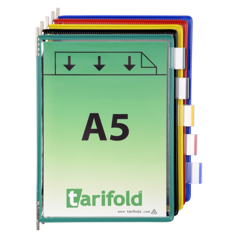 Závěsný rámeček s kapsou Tarifold, A5, otevřený shora, mix barev, 10 ks