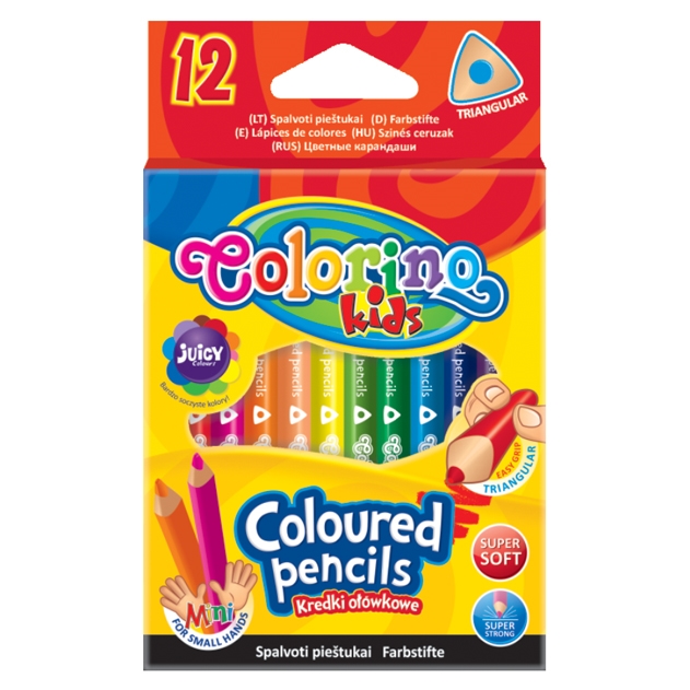 Pastelky trojhranné Colorino, krátké, 12 barev