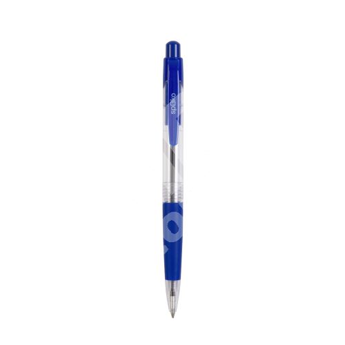 Spoko kuličkové pero S0112, průhledné, modrá náplň, modré 1