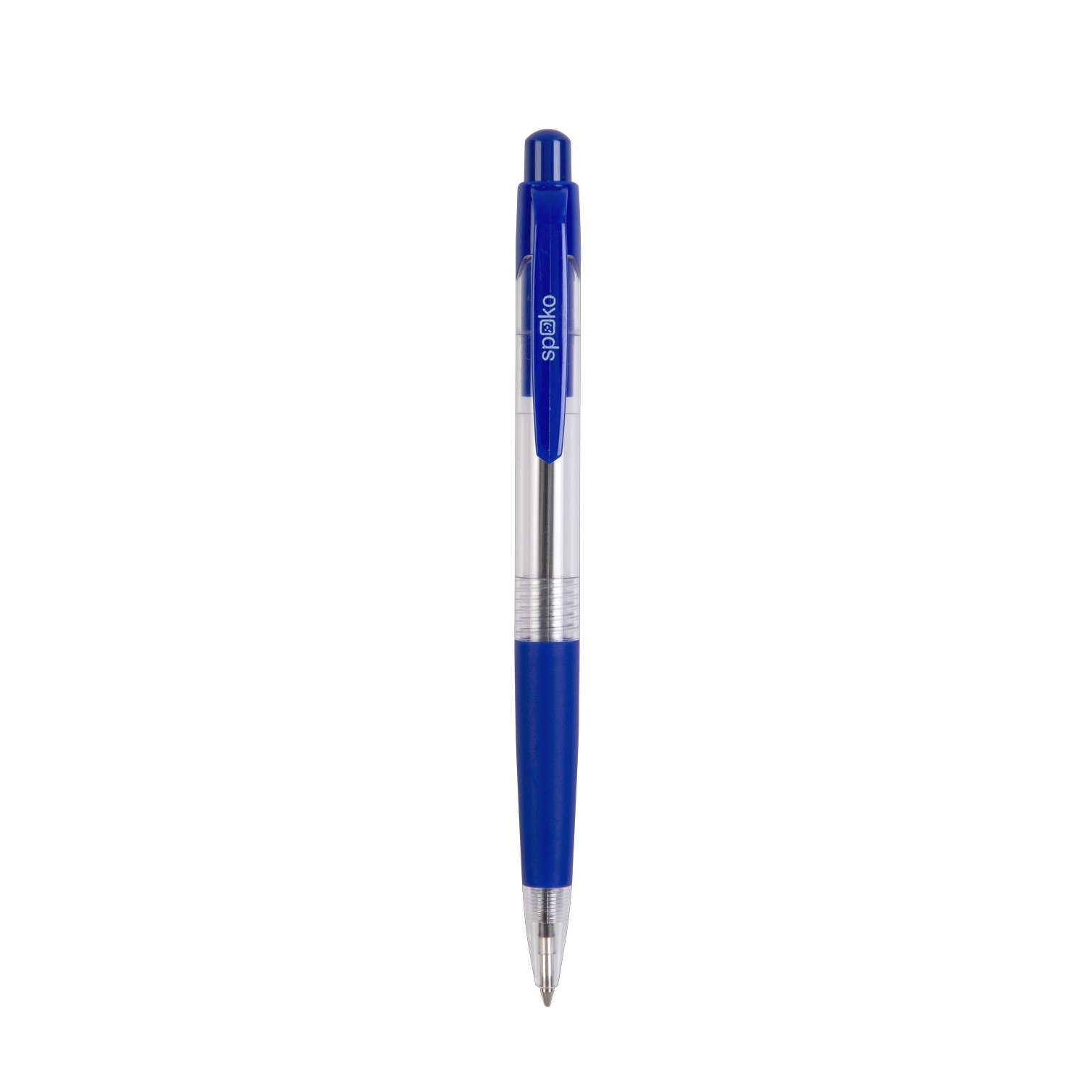 Kuličkové pero Spoko S0112, průhledné, modrá náplň, modré