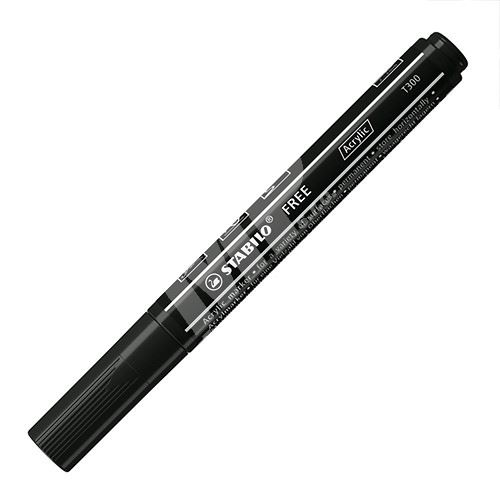 STABILO FREE Acrylic akrylový popisovač T300 Kulatý hrot 2-3 mm - černý 1