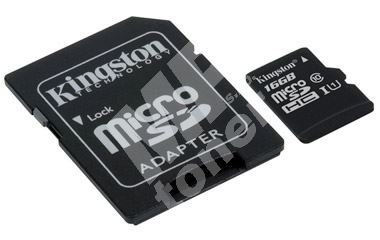 Kingston 16GB microSDHC CL10 UHS-I 80R + SD adaptér 1
