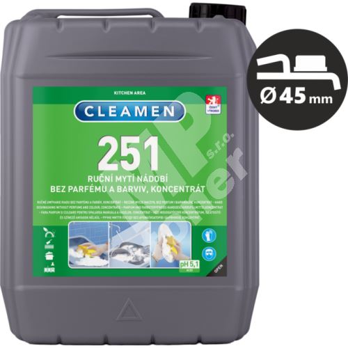 Cleamen 251 ruční mytí nádobí koncentrát bez parfémů a barviv 5l 1