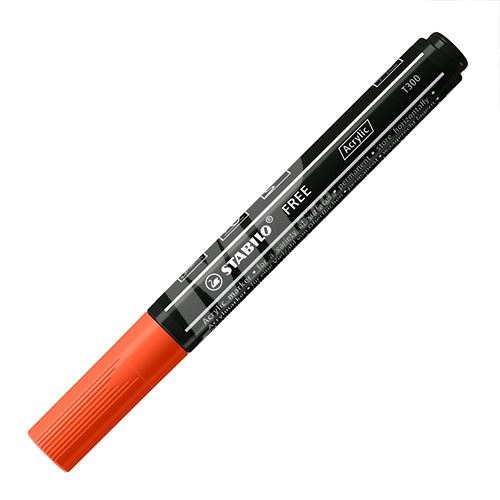 STABILO FREE Acrylic akrylový popisovač T300 Kulatý hrot 2-3 mm - světle červený 1