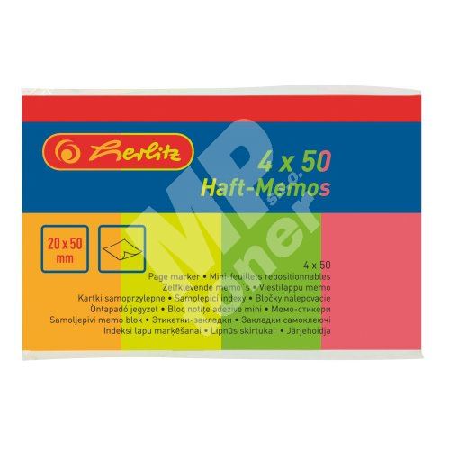 Samolepící bloček Pelikan, 20 x 50 mm, 4 x 50lístků, neonové barvy 1