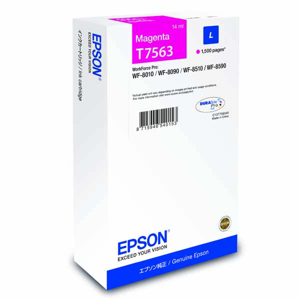Inkoustová cartridge Epson C13T756340, WF-8590, WF-8090, WF-8510, magenta, L, originál