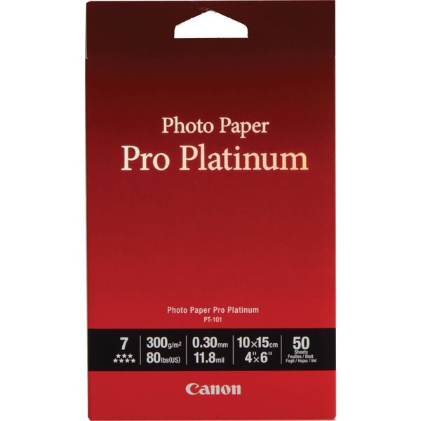 Papír foto Canon Photo Paper Pro Platinum PT-101, lesklý, 10x15cm, 300g/m2, 50ks