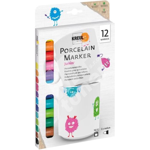 Sada fixů na porcelán Kreul JUNIOR, 12 barev 1