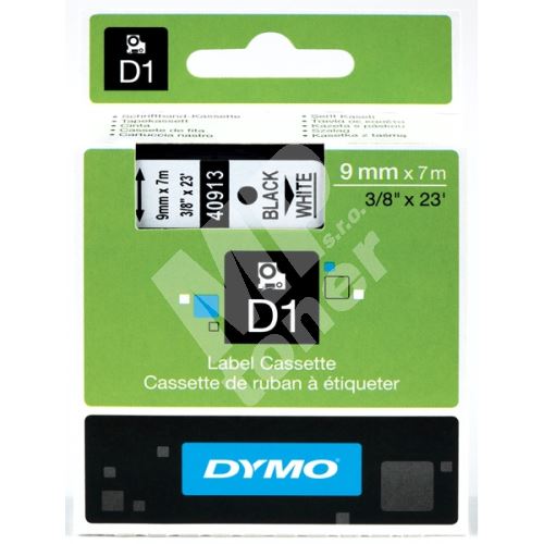Páska Dymo D1 9mm x 7m, černý tisk/bílý podklad 40913, S0720680 3