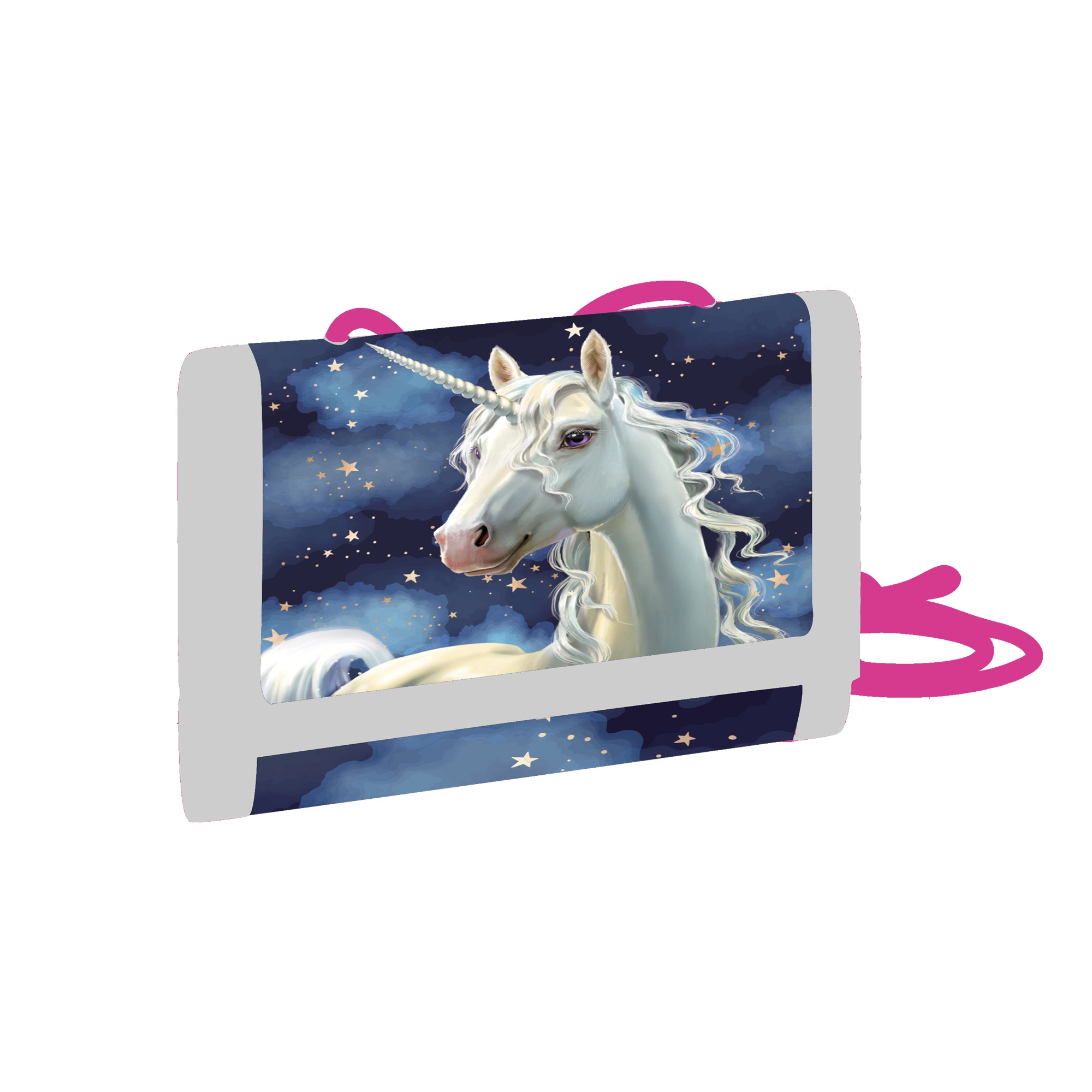 Dětská textilní peněženka Unicorn, bílá