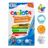 Temperové barvy Carioca, v tyčince, snadno omyvatelné, 6 barev
