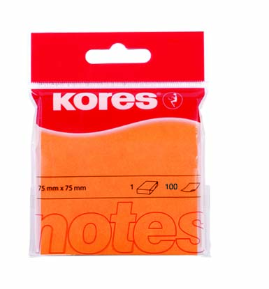 Samolepící bločky Kores 75x75mm neonově oranžové 100 listů