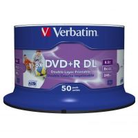 Verbatim DVD+R, Double Layer, 8,5 GB, Wide Inkjet Printable, spindle, 43703, 8x, 50-pack Verbatim DVD+R, Double Layer, 8,5 GB, Wide Inkjet Printable, spindle, 43703, 8x, 50-pack