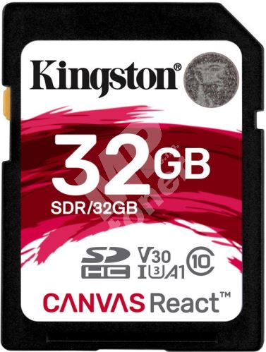 Kingston 32GB SDHC Canvas React U3 V30 A1 100R/70W 1