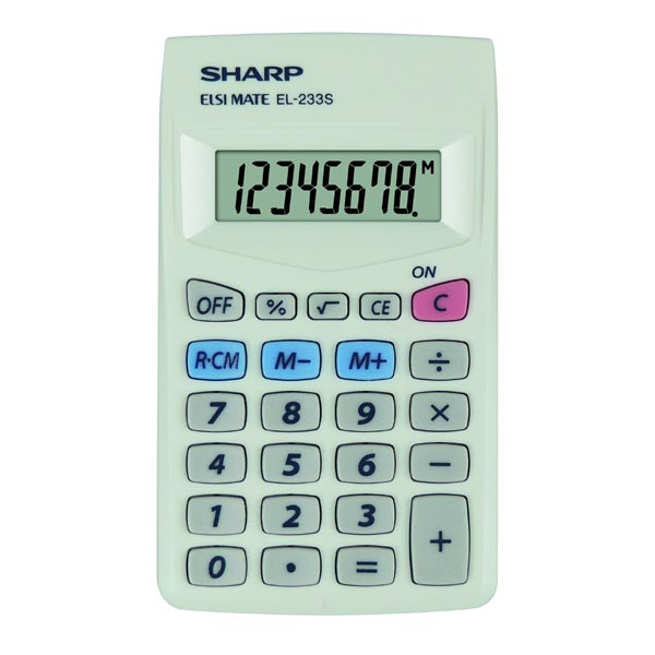 Kalkulačka Sharp EL-233S, bílá, kapesní, osmimístná