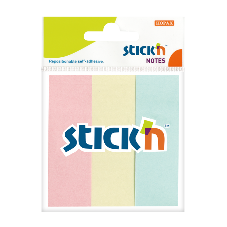 Samolepící záložky Stick'n 76x25mm, pastelový mix, 3x50 lístků