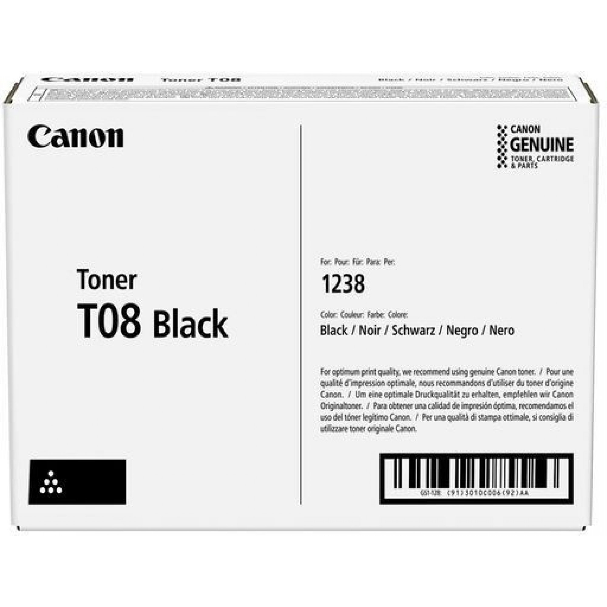 Toner Canon T08, i-SENSYS X 1238P, black, 3010C006, originál