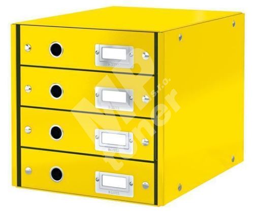 Zásuvkový box Click & Store, žlutá, 4 zásuvky, laminovaný karton, LEITZ 1