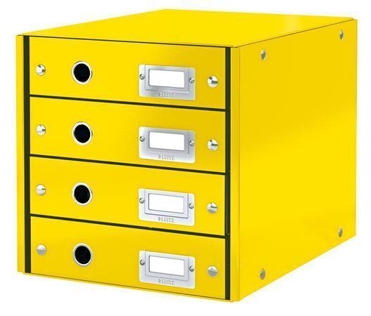 Archivační box zásuvkový Leitz Click & Store WOW, 4 zásuvky, žlutý