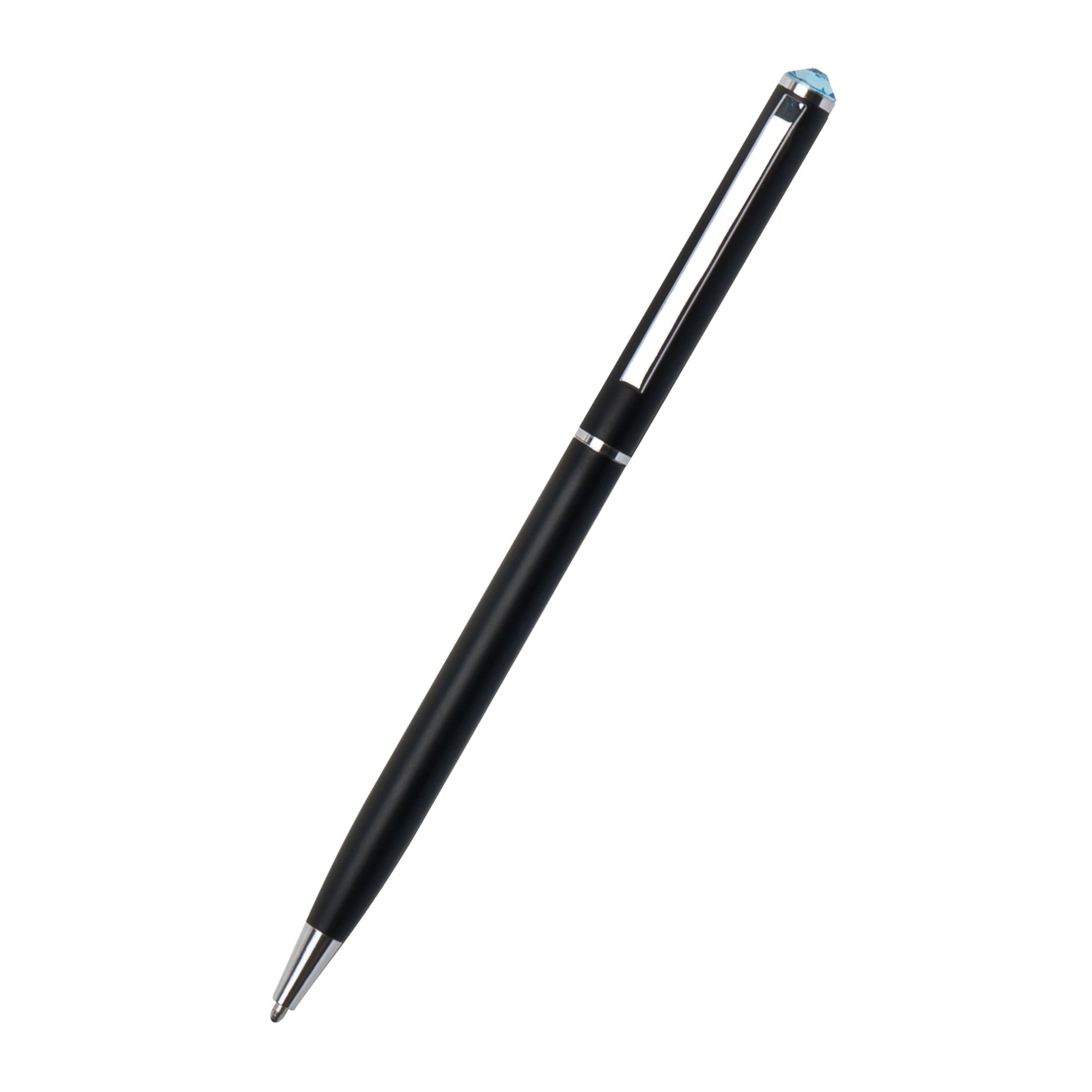 Kuličkové pero Art Crystella, Slim s modrým krystalem Swarovski, 13 cm