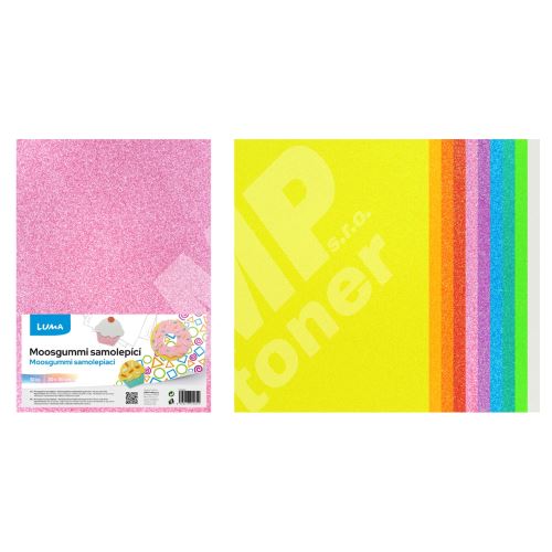 Moosgummi Luma Glitr Pastel A4, samolepící, mix 10ks 1