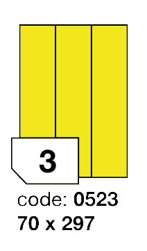 Samolepící etikety Rayfilm Office 70x297 mm 300 archů, matně žlutá, R0121.0523D