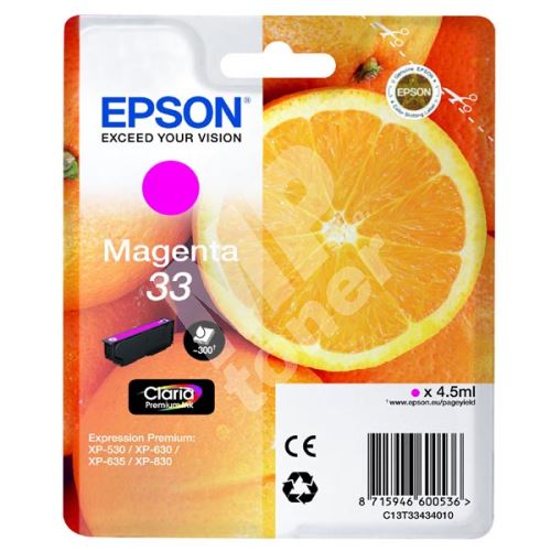 Cartridge Epson C13T33434012, magenta, originál 1