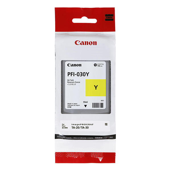 Inkoustová cartridge Canon PFI-030Y, iPF TA-20, TA-30, yellow, 3492C001, originál