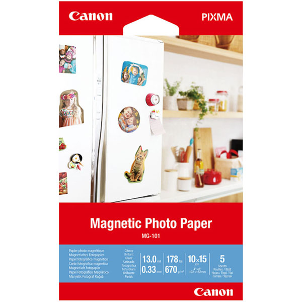 Canon Magnetic Photo Paper, foto papír, lesklý, bílý, 10x15cm, 670 g/m2, 5 ks