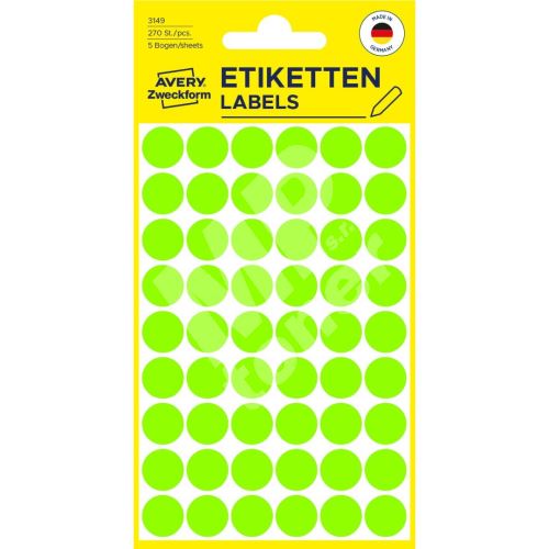 Etikety na ruční popis kolečko průměr 12 mm - světle zelené - 3149 1