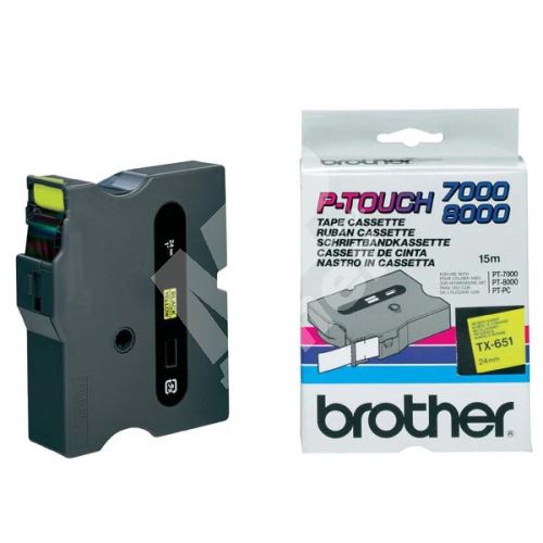 Páska Brother TX-651, černý tisk/žlutý podklad, originál 1