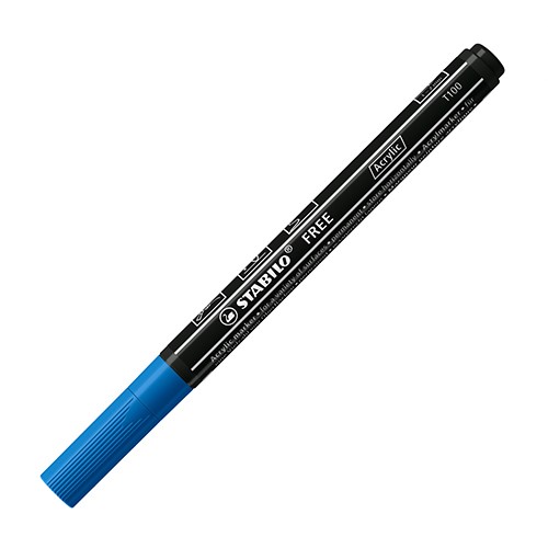 Akrylový popisovač STABILO FREE Acrylic T100 Kulatý hrot 1-2 mm - tmavě modrý