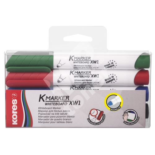 Stíratelný popisovač Kores K-MARKER, sada 4 ks, kulatý hrot 1