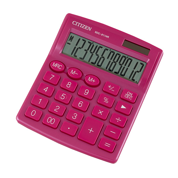Kalkulačka Citizen SDC812NRPKE, stolní, dvanáctimístná, duální napájení, růžová