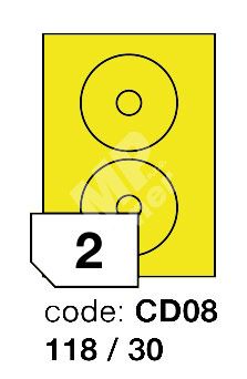 Samolepící etikety Rayfilm Office průměr 118/30 mm 300 archů, fluo žlutá, R0131.CD08D 1