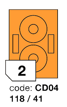 Samolepící etikety Rayfilm Office průměr 118/41 mm 300 archů, fluo oranžová, R0133.CD04D