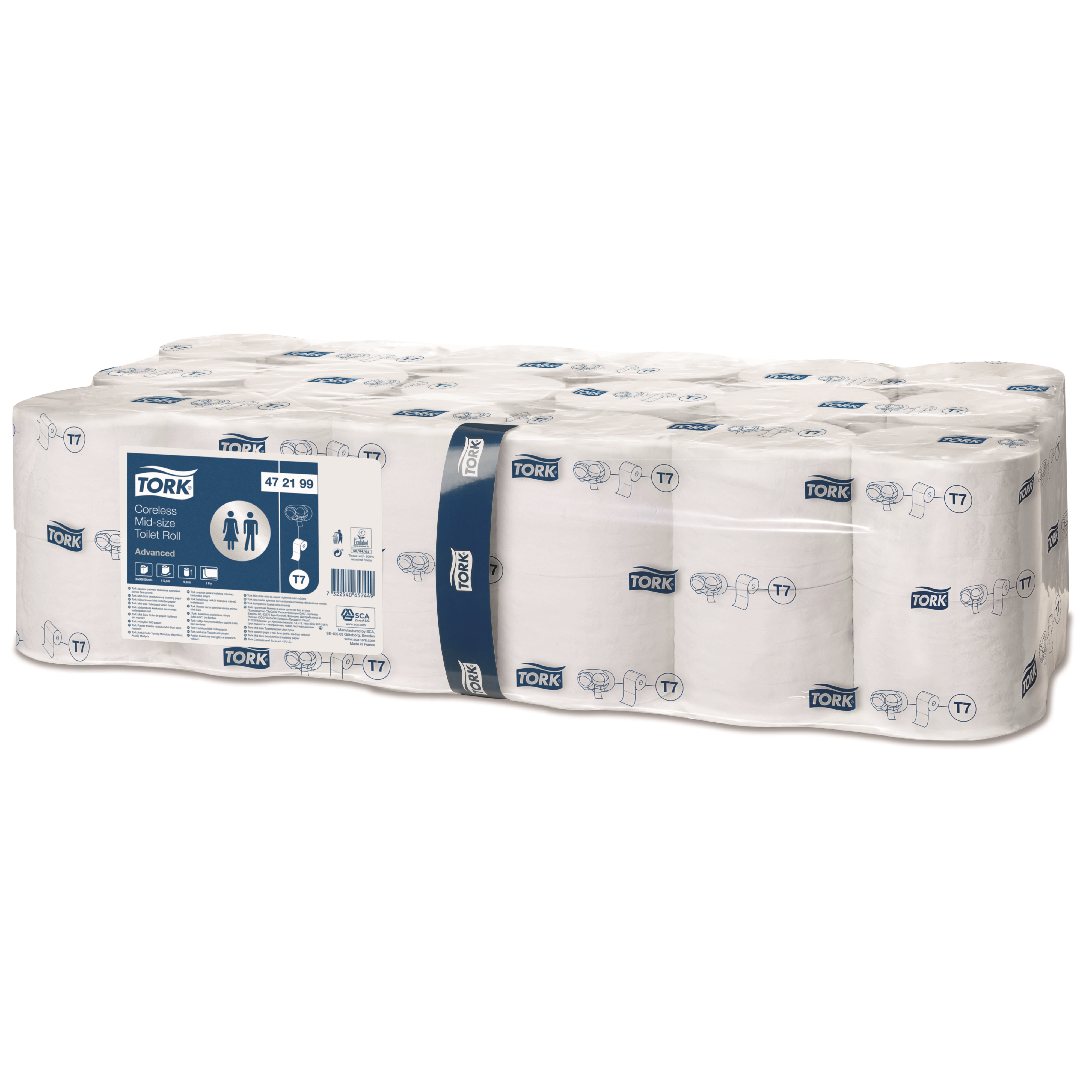 Tork Mid-size bezdutinkový toaletní papír, 2vrstvý, bílý, T7