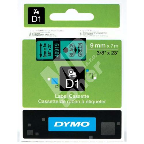 Páska Dymo D1 9mm x 7m, černý tisk/zelený podklad, 40919, S0720740 1
