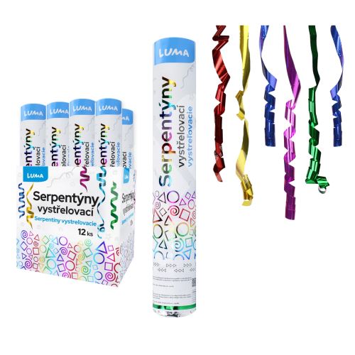 Konfety vystřelovací 30cm fóliové barevné serpentýny LUMA 1