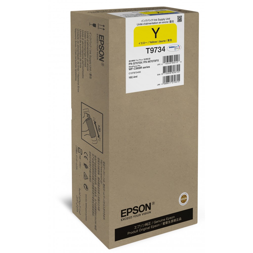 Inkoustová cartridge Epson C13T973400, WF-C869R, yellow, originál
