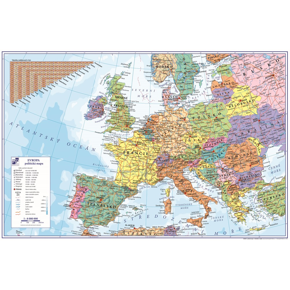 Psací podložka na stůl mapa Evropy 60 x 40