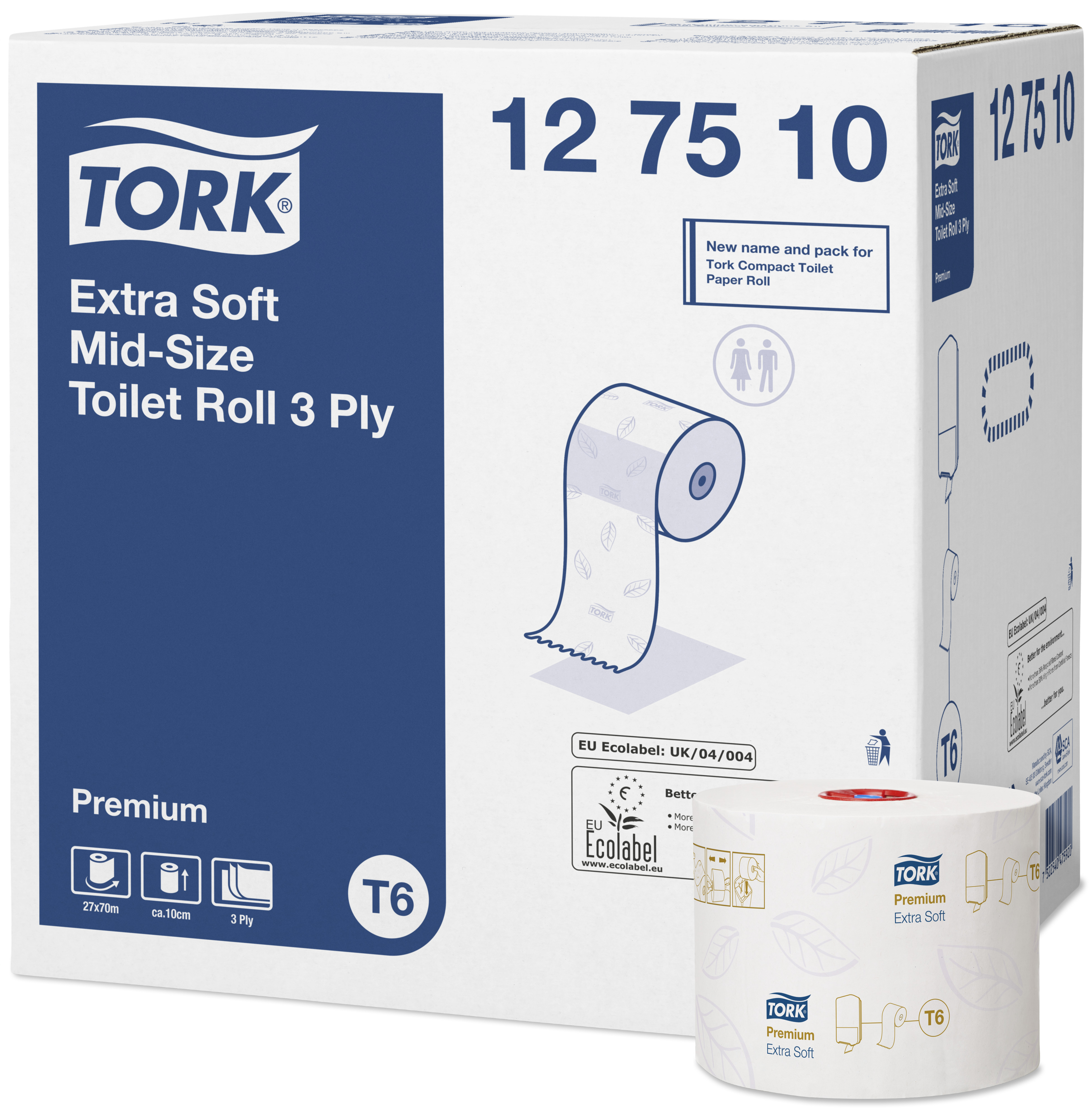 Tork Mid-size extra jemný toaletní papír, 3vrstvý, bílý, T6