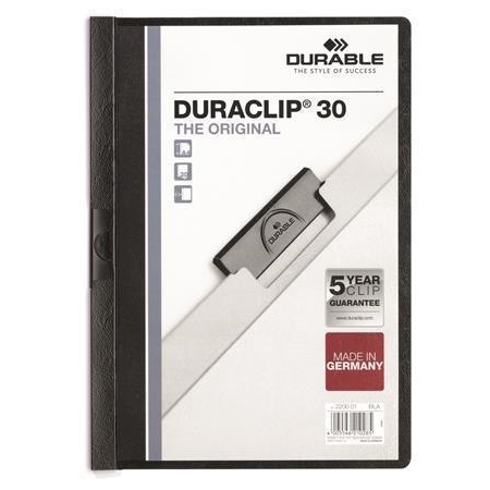 Desky s rychlovazačem Durable Duraclip 30, černá, s klipem, A4