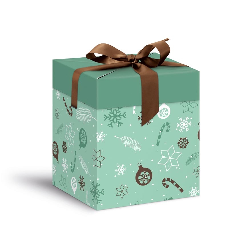 Krabička dárková vánoční 12 x 12 x 15cm, zelená