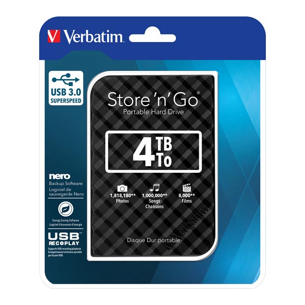 2TB Verbatim Store'n'Go, Externí HDD 2,5" USB 3.0, černý