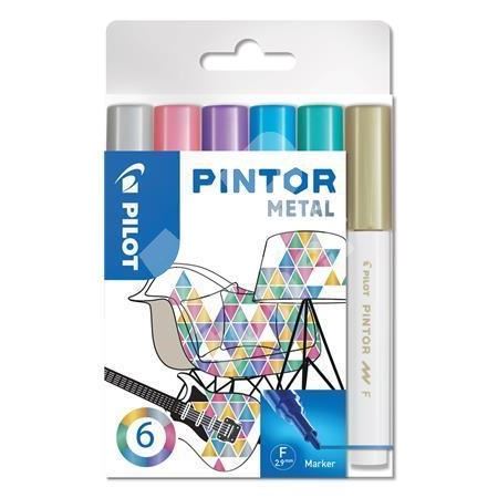 Set dekorativních popisovačů Pintor F, metalická, 6 barev, 1 mm, PILOT 1