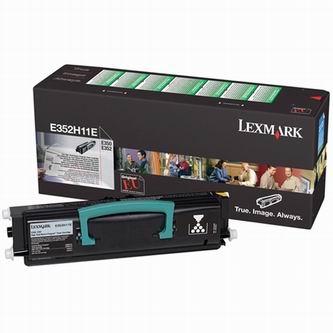Toner Lexmark E35x, černá, E352H11E, return, originál