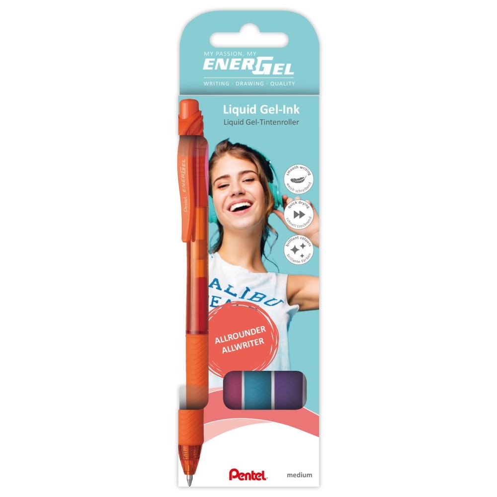 Kuličkové pero Pentel EnerGel BL107, 0,7mm, sada 4 mix barev