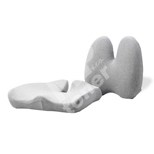 Ergonomický set bederní opěrky a podsedáku Powerton, paměťová pěna, šedý 1